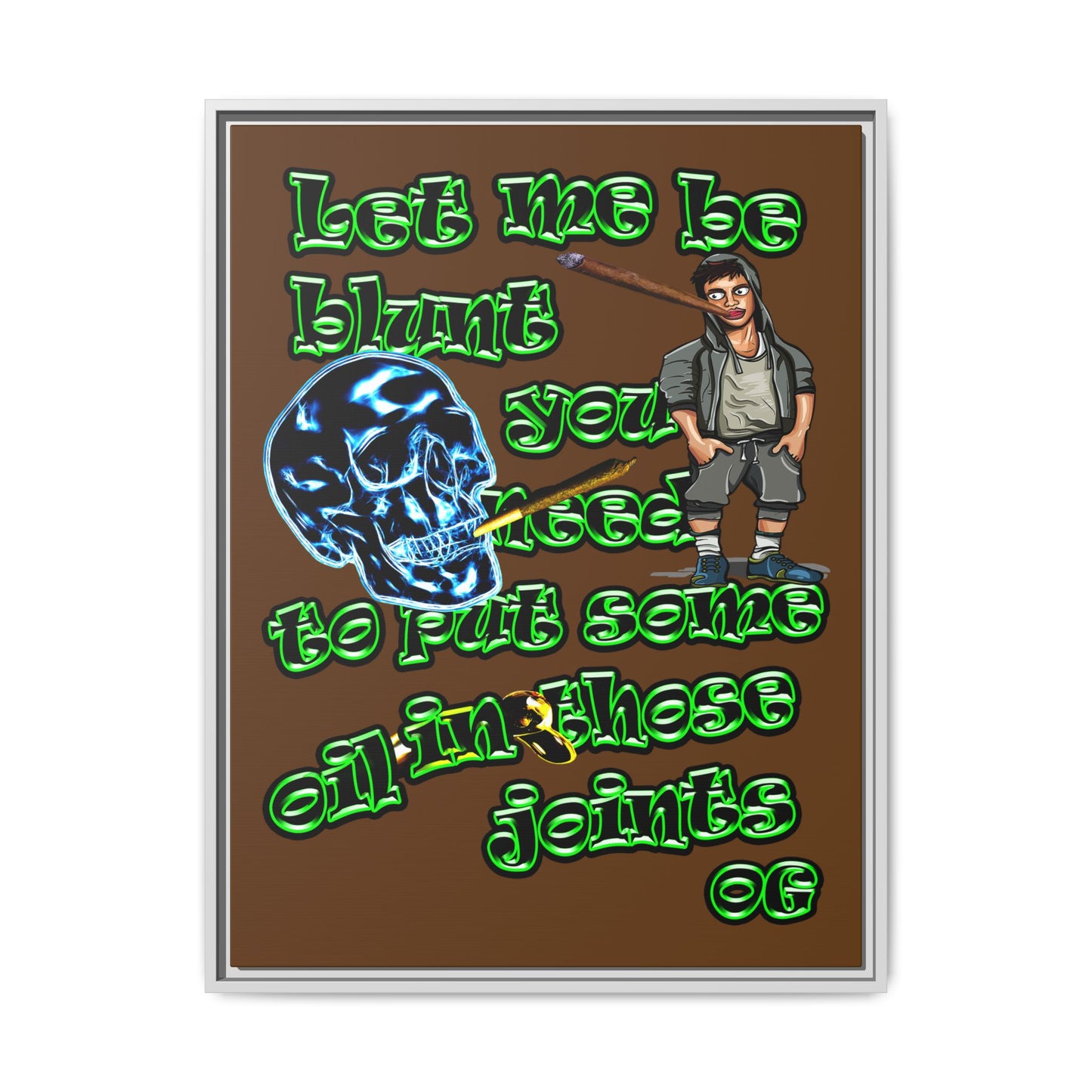 og - framed canvas art (brown)