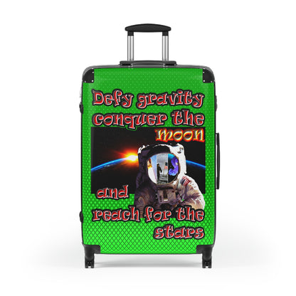 defy conquer reach - Suitcase (logo green)