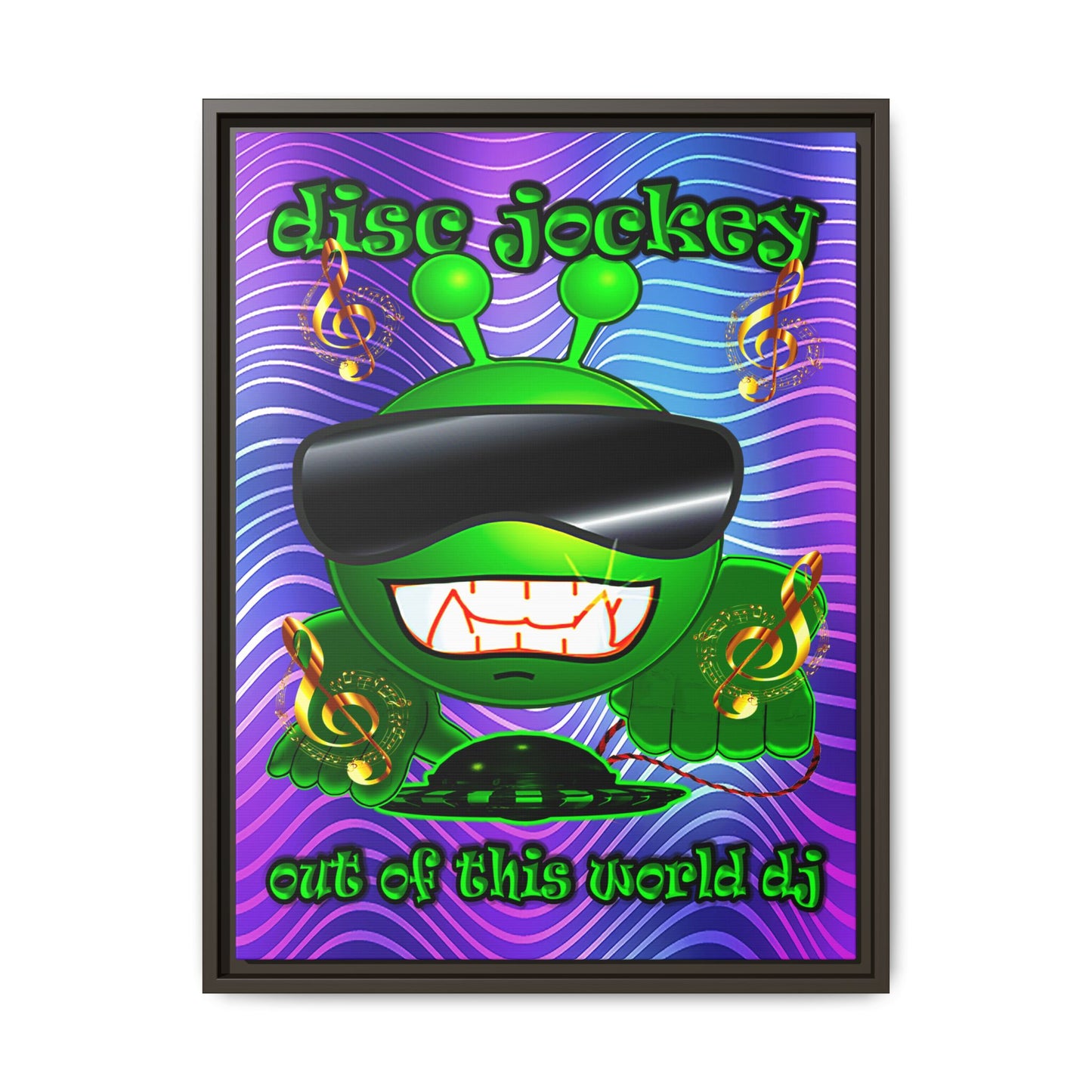 disc jockey - framed canvas art (purple wave)