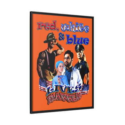 rw&b lives matter - framed canvas art (orange)