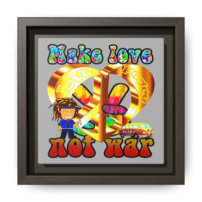love peace - framed canvas art (light grey)
