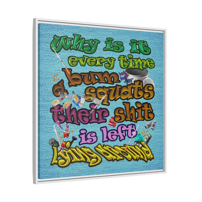 the bum's shit - framed canvas art (faded blue)