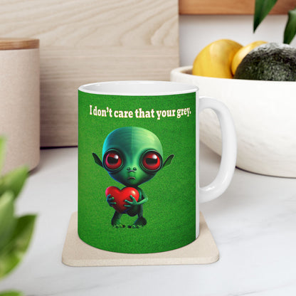 I don't care that your grey - White Mug (green turf)