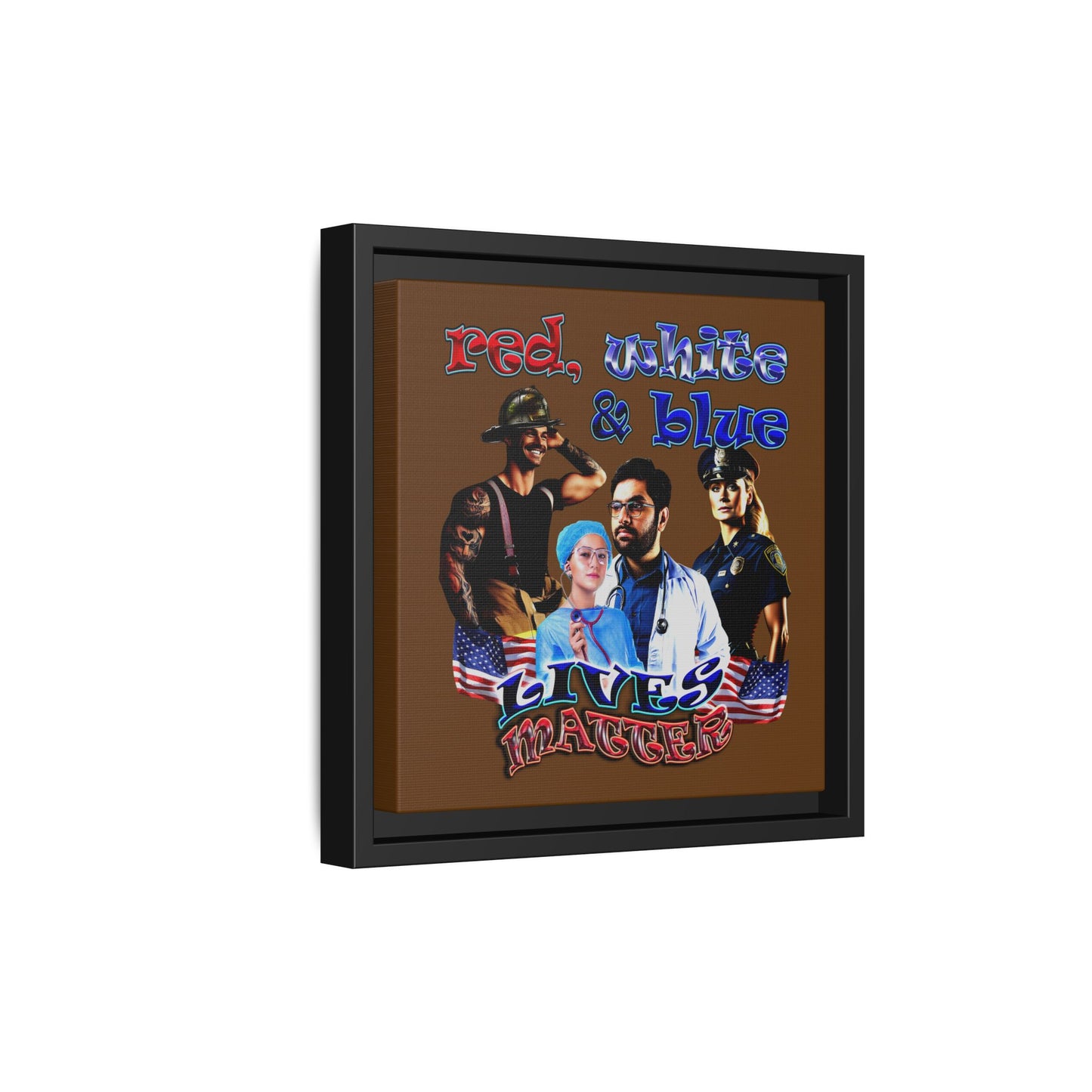 rw&b lives matter - framed canvas art (brown)