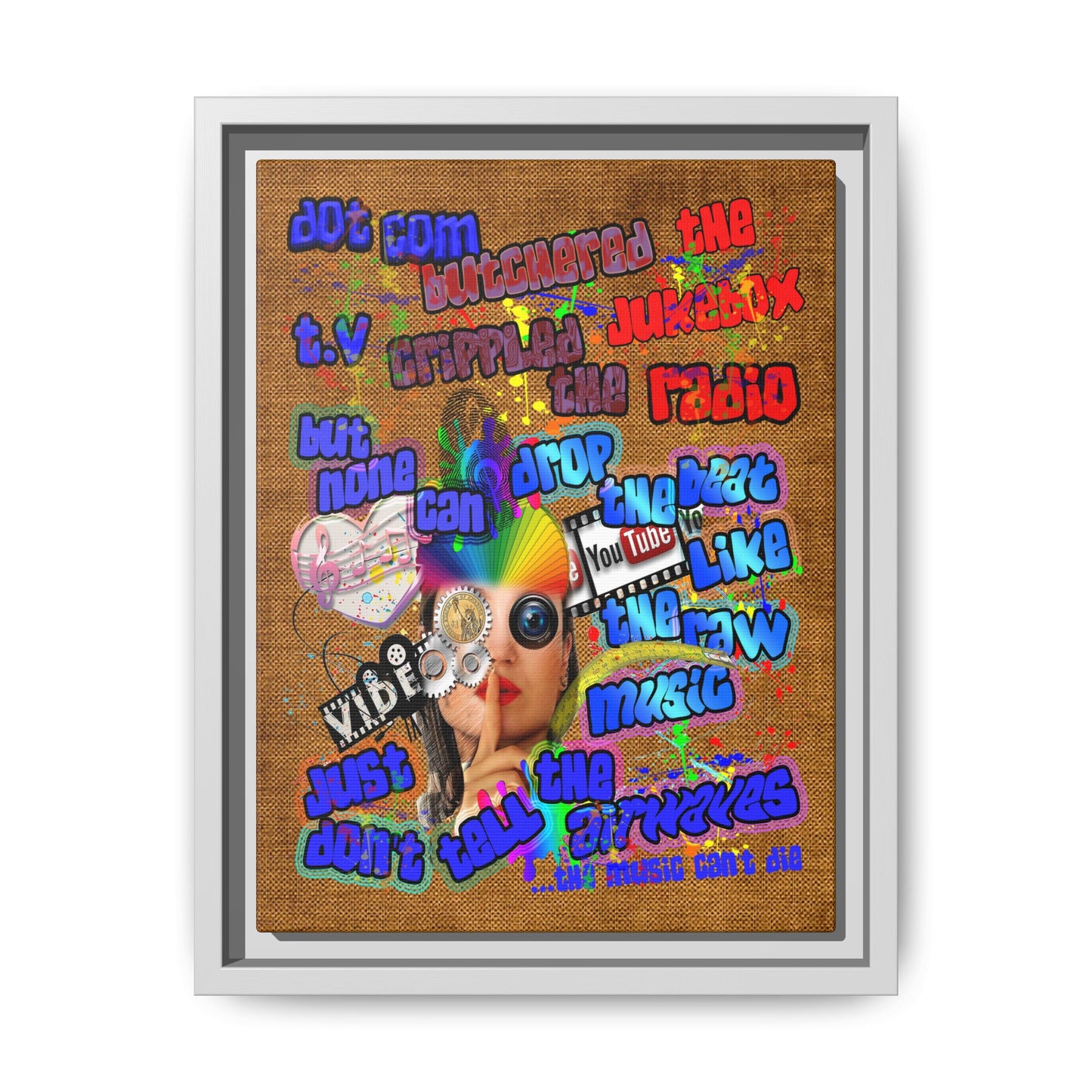 drop the beat - framed canvas art (brown papyrus)