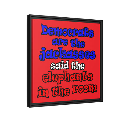 donkeys and elephants - framed canvas art (red)