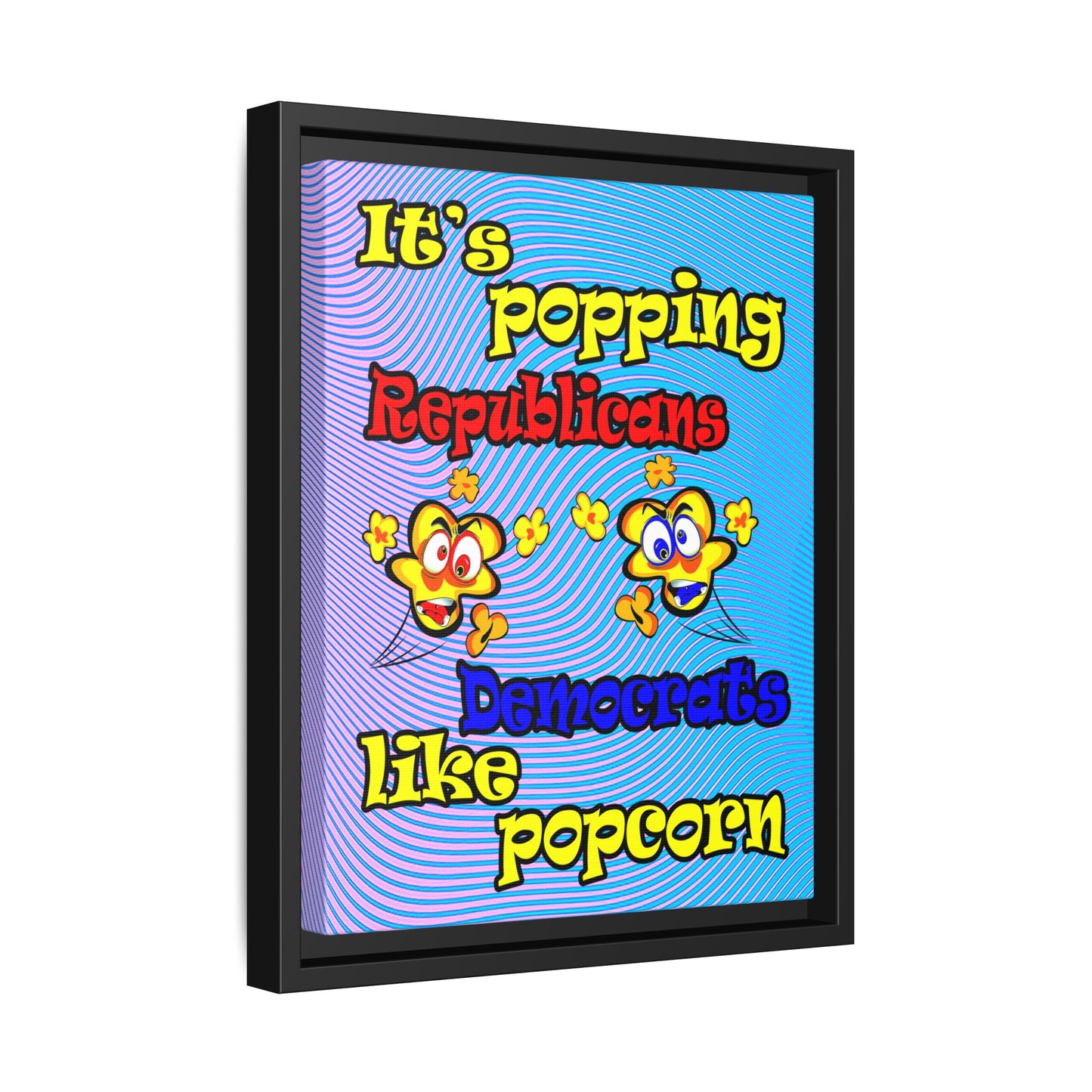 popping like popcorn - framed canvas art (light blue-purple wave)