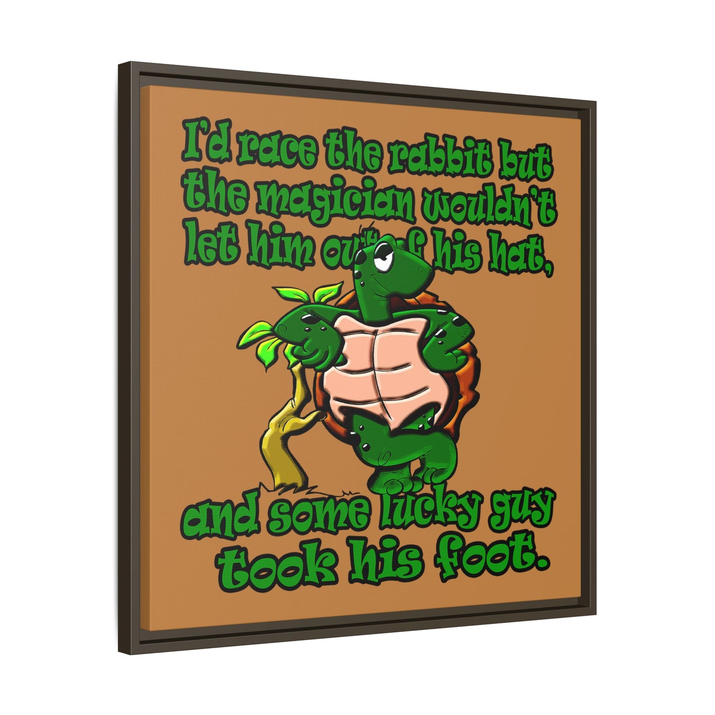 turtle race - framed canvas art (light brown)