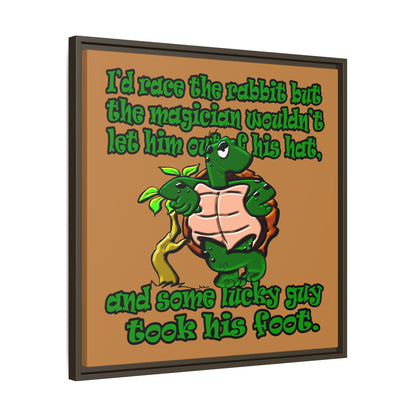 turtle race - framed canvas art (light brown)