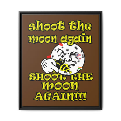 shoot the moon again - framed canvas art (brown)