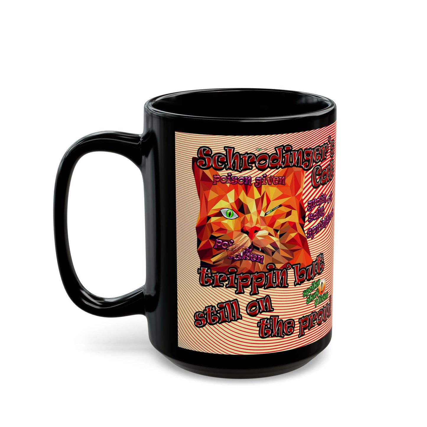 schrodinger's cat - Black Mug (yellow-orange wave)