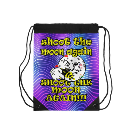 shoot the moon again - Drawstring Bag (purple wave)