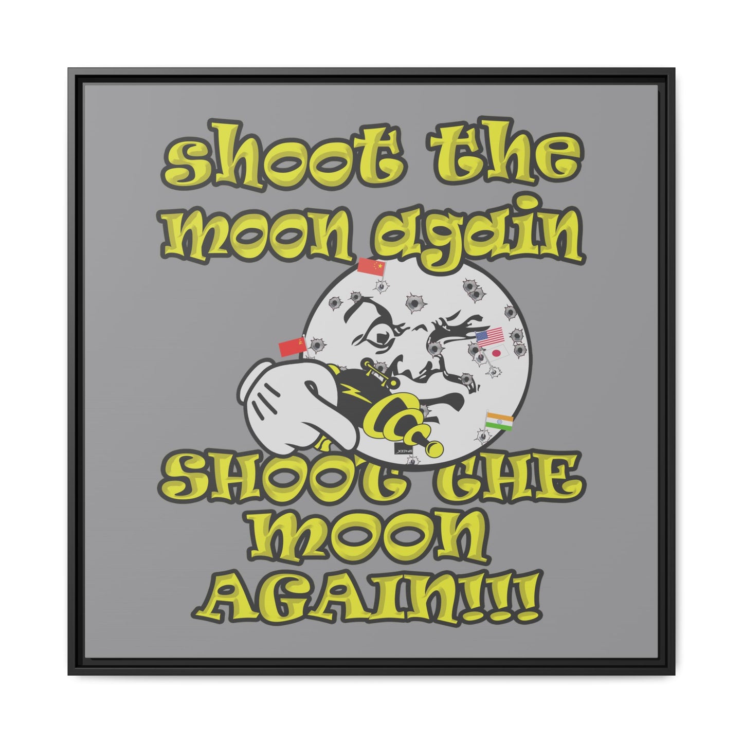 shoot the moon again - framed canvas art (grey)