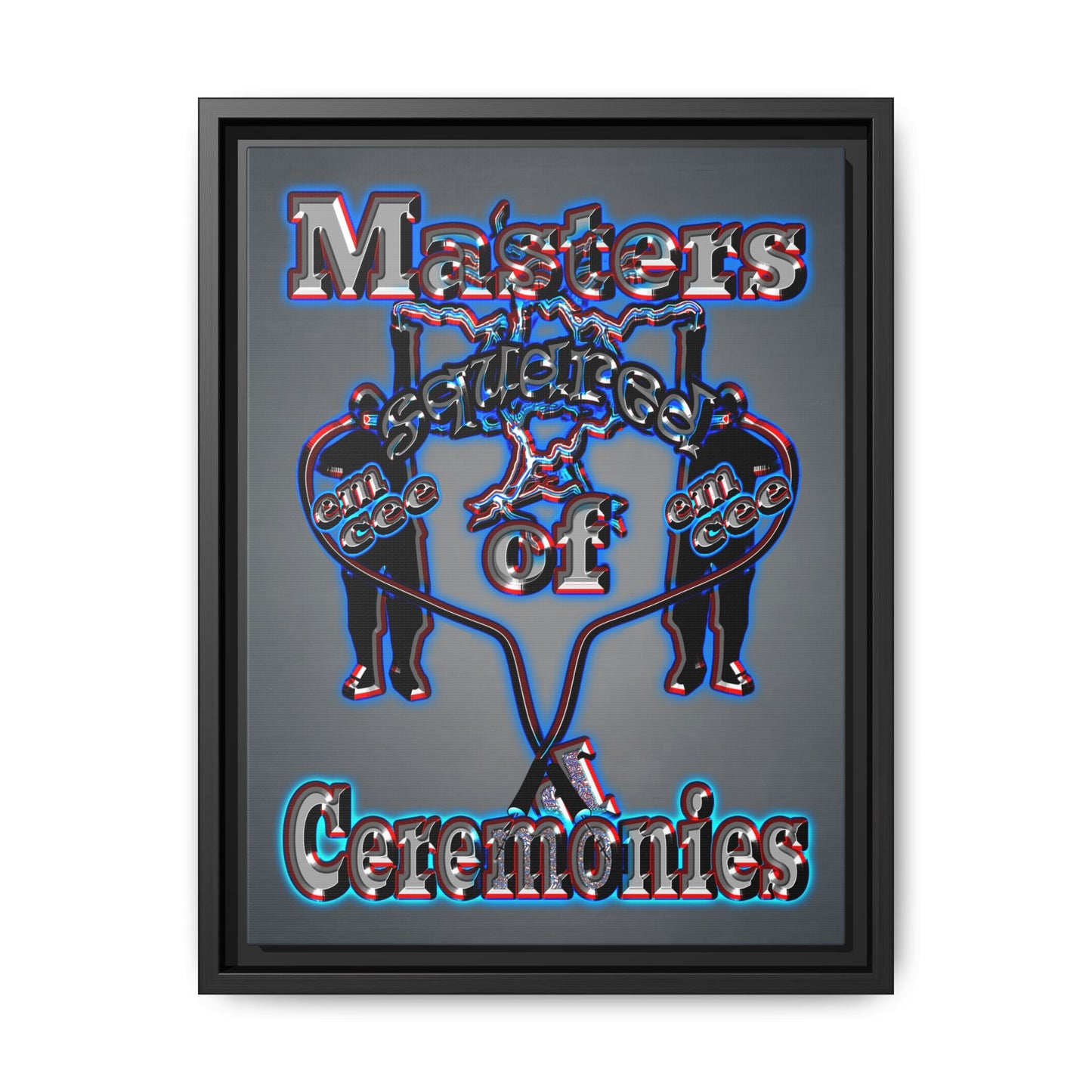 em cee squared - framed canvas art (grey-light grey)