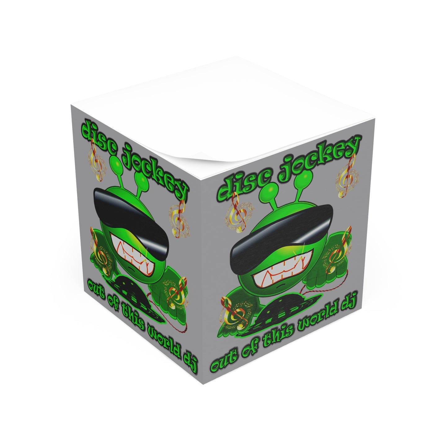 disc jockey - note cube (grey)