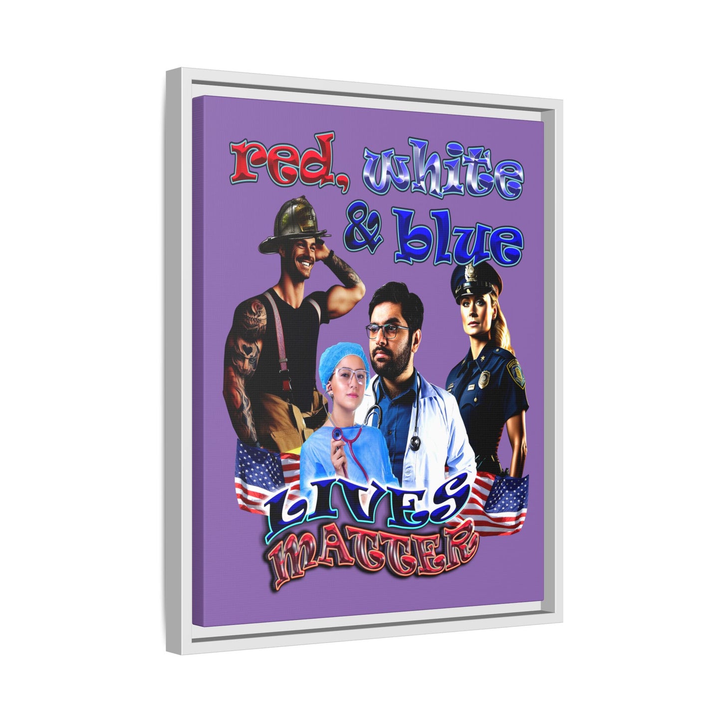 rw&b lives matter - framed canvas art (light purple)