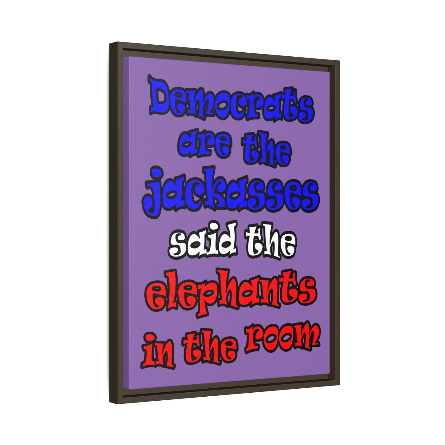 donkeys and elephants - framed canvas art (light purple)