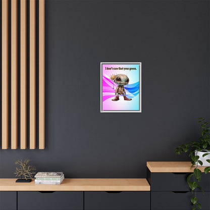 I don't care that your green - framed canvas art (light blue-pink wave)