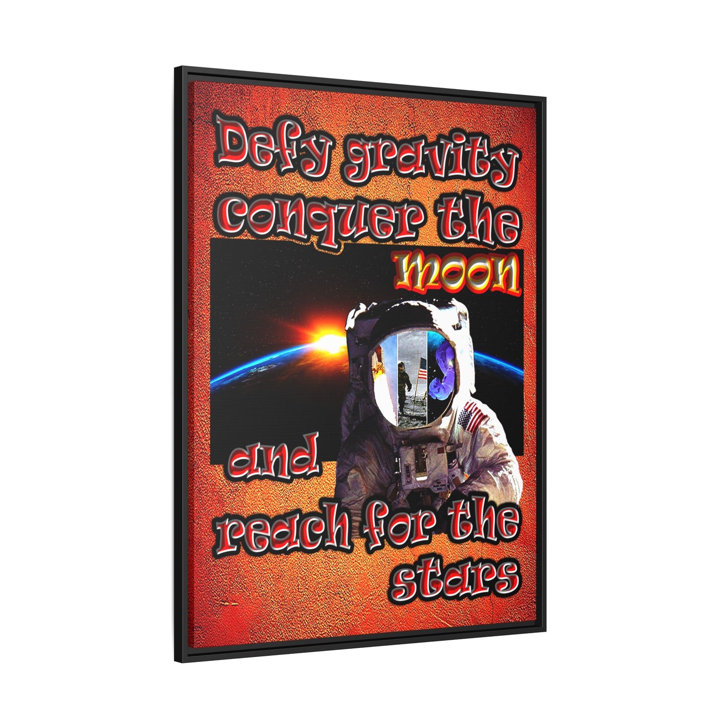 defy conquer reach - framed canvas art (burnt orange)