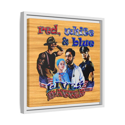 rw&b lives matter - framed canvas art (butterscotch wood finish)