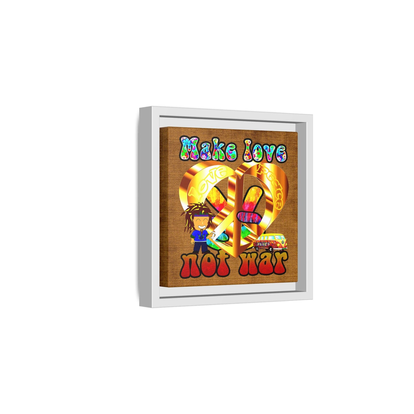 love peace - framed canvas art (brown papyrus)
