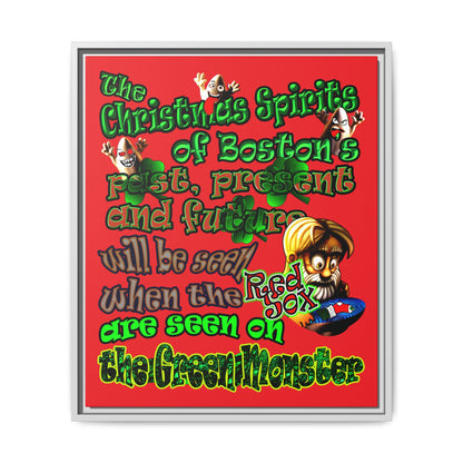 christmas spirits of boston - framed canvas art (red)