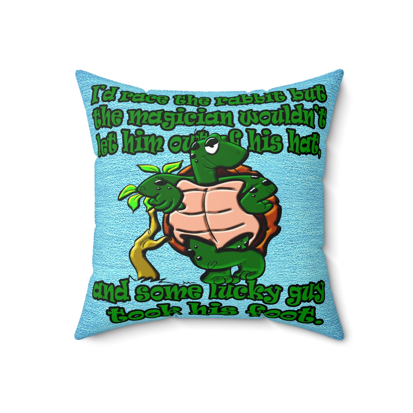 turtle race - Spun Polyester Square Pillow - (faded dark blue)