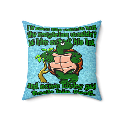 turtle race - Spun Polyester Square Pillow - (faded dark blue)