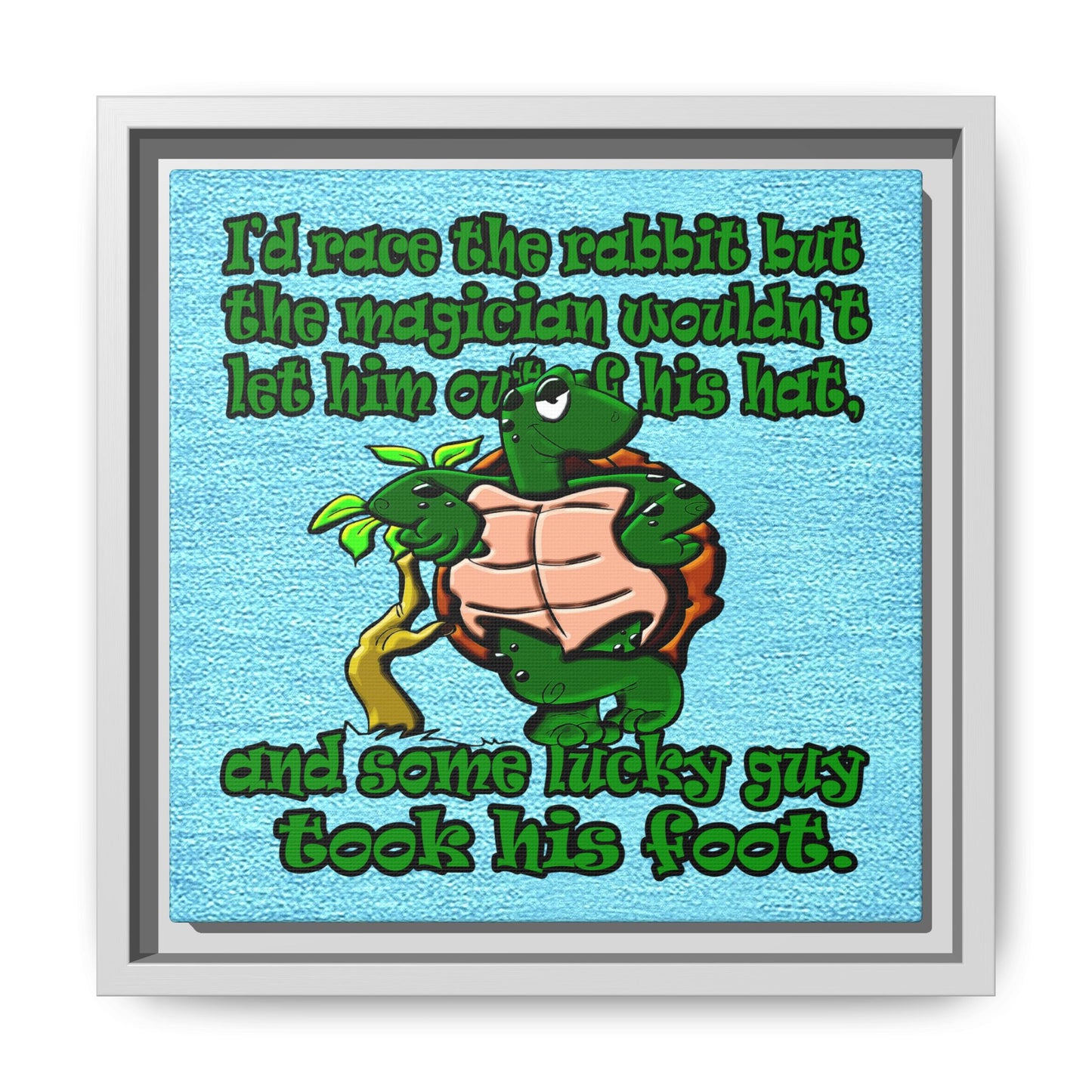 turtle race - framed canvas art (faded blue)
