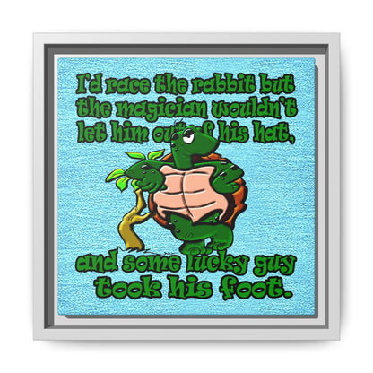 turtle race - framed canvas art (faded blue)