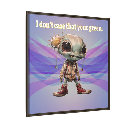 I don't care that your green - framed canvas art (light blue-pink wave)