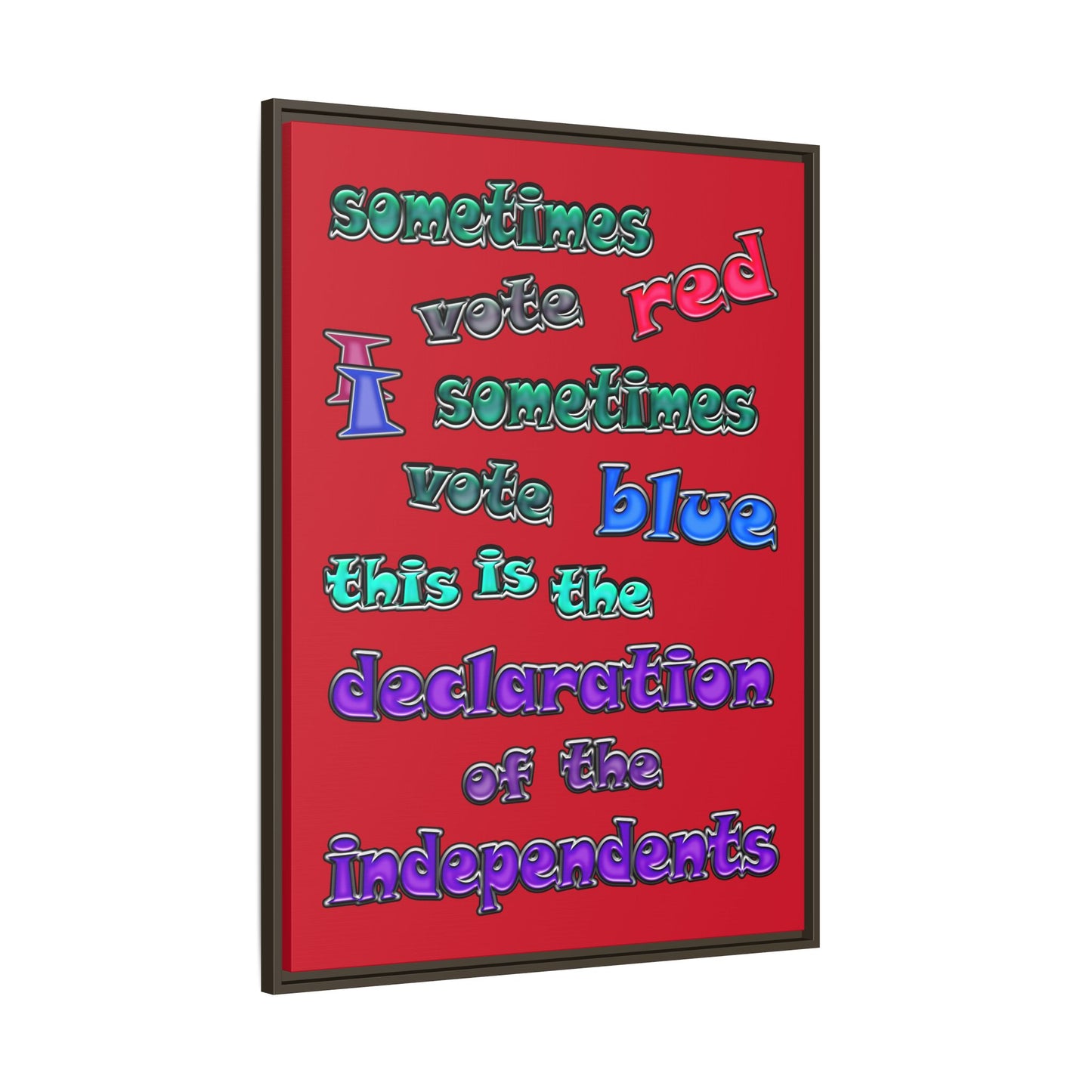 declaration of the independents - framed canvas art (dark red)