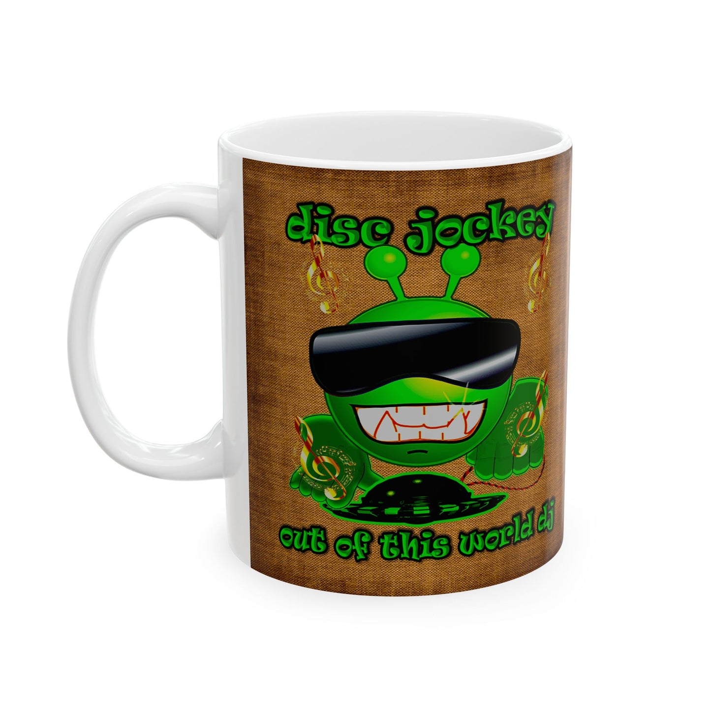 disc jockey - White Mug (brown papyrus)