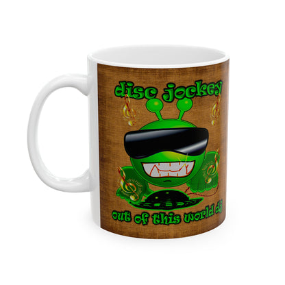disc jockey - White Mug (brown papyrus)