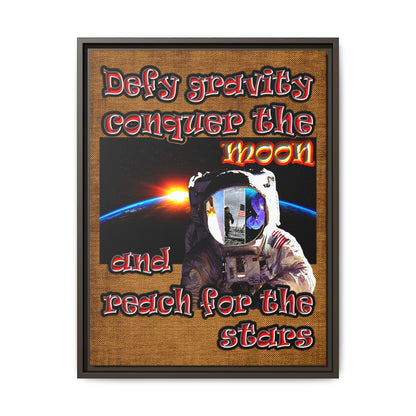 defy conquer reach - framed canvas art (brown papyrus)