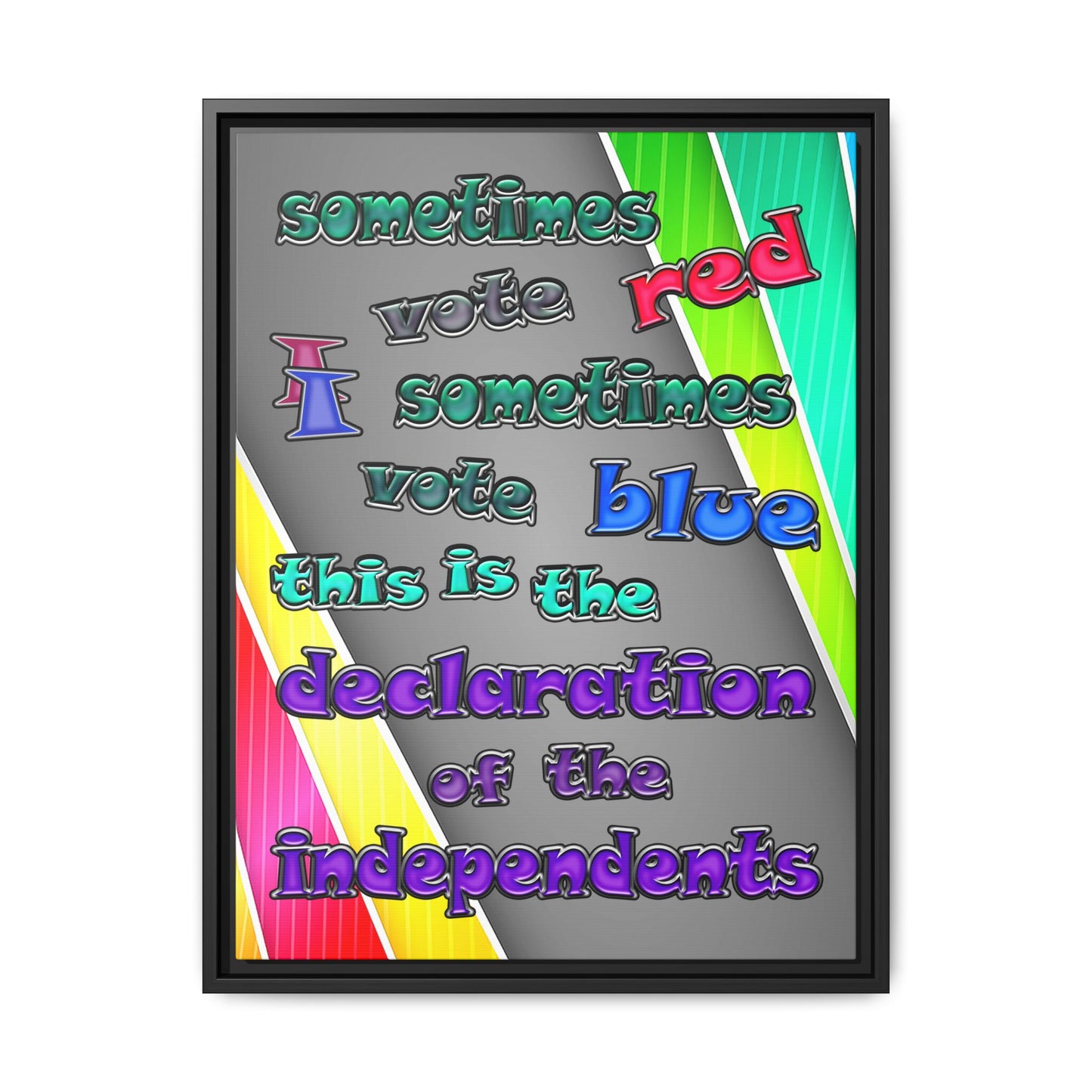 declaration of the independents - framed canvas art (rainbow split)
