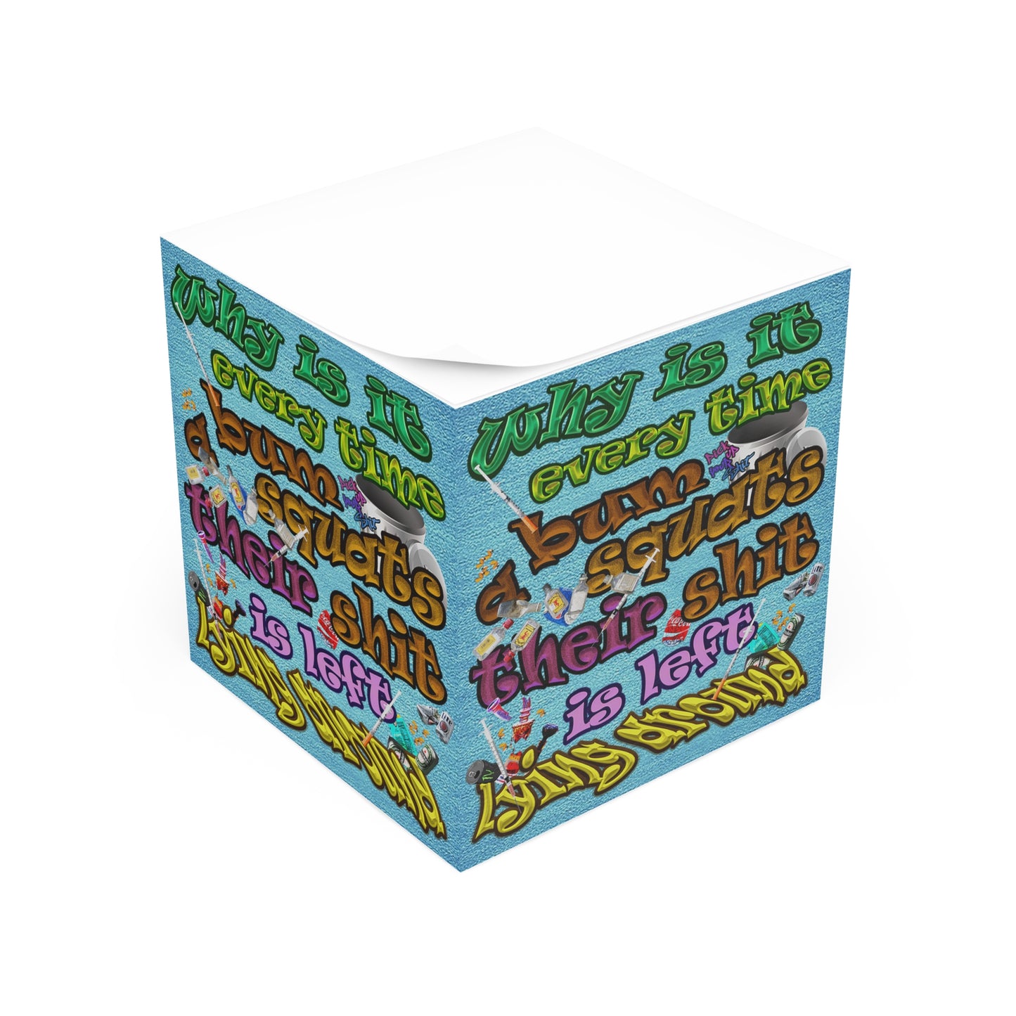 the bum's shit - note cube (faded blue)