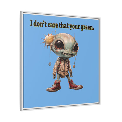 I don't care that your green - framed canvas art (light blue)