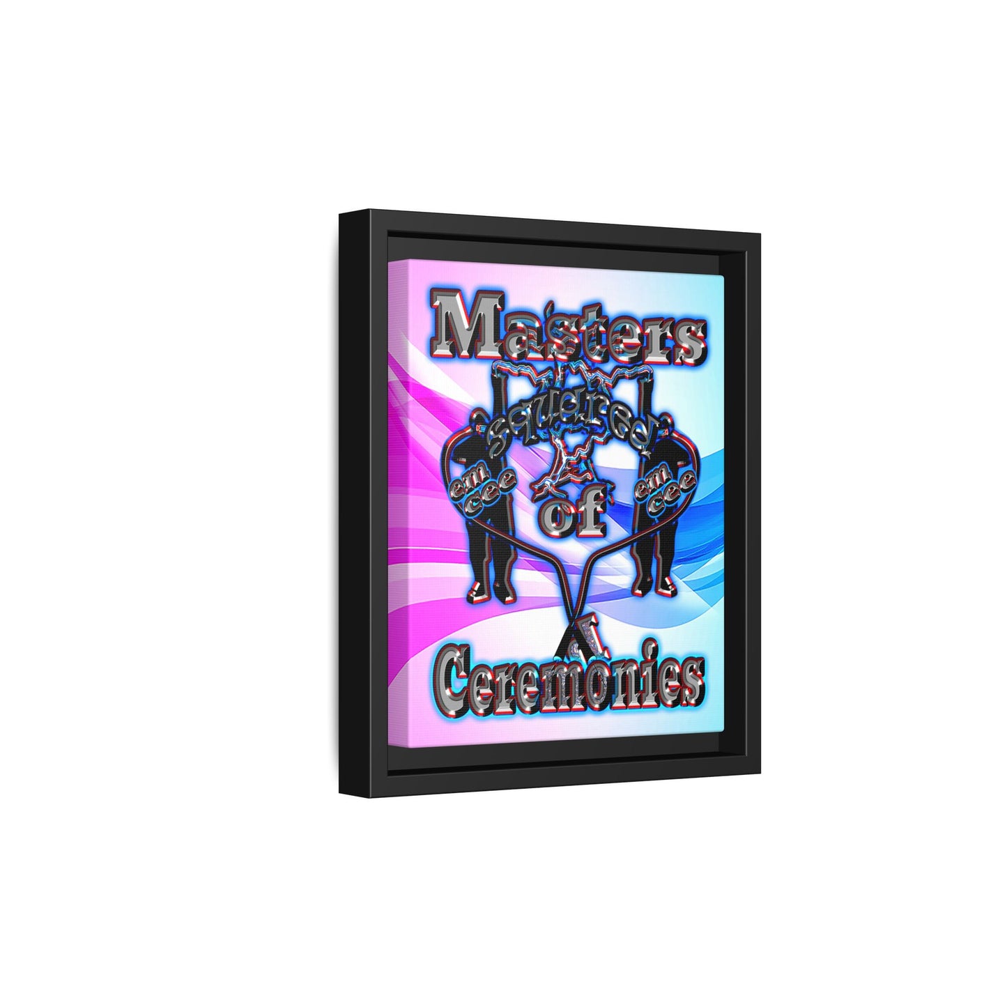 em cee squared - framed canvas art (light blue-pink wave)