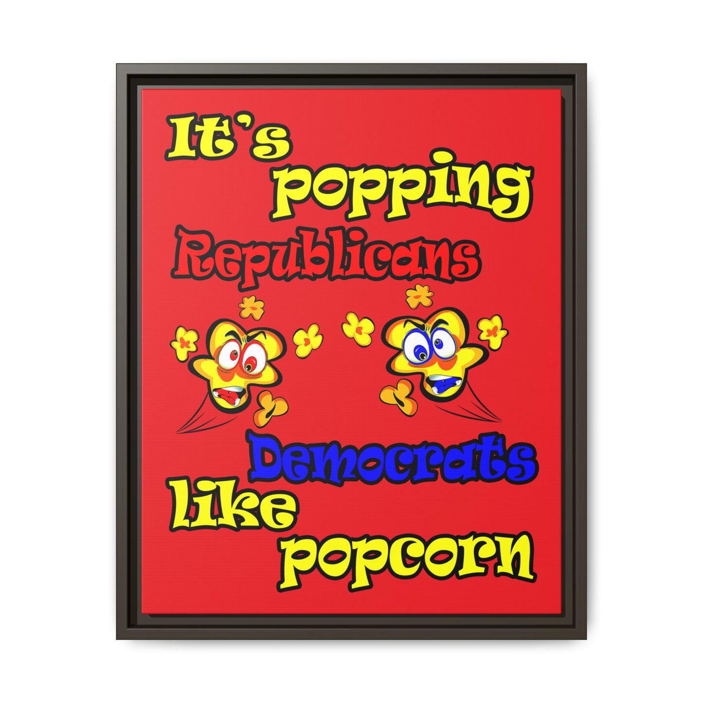 popping like popcorn - framed canvas art (red)