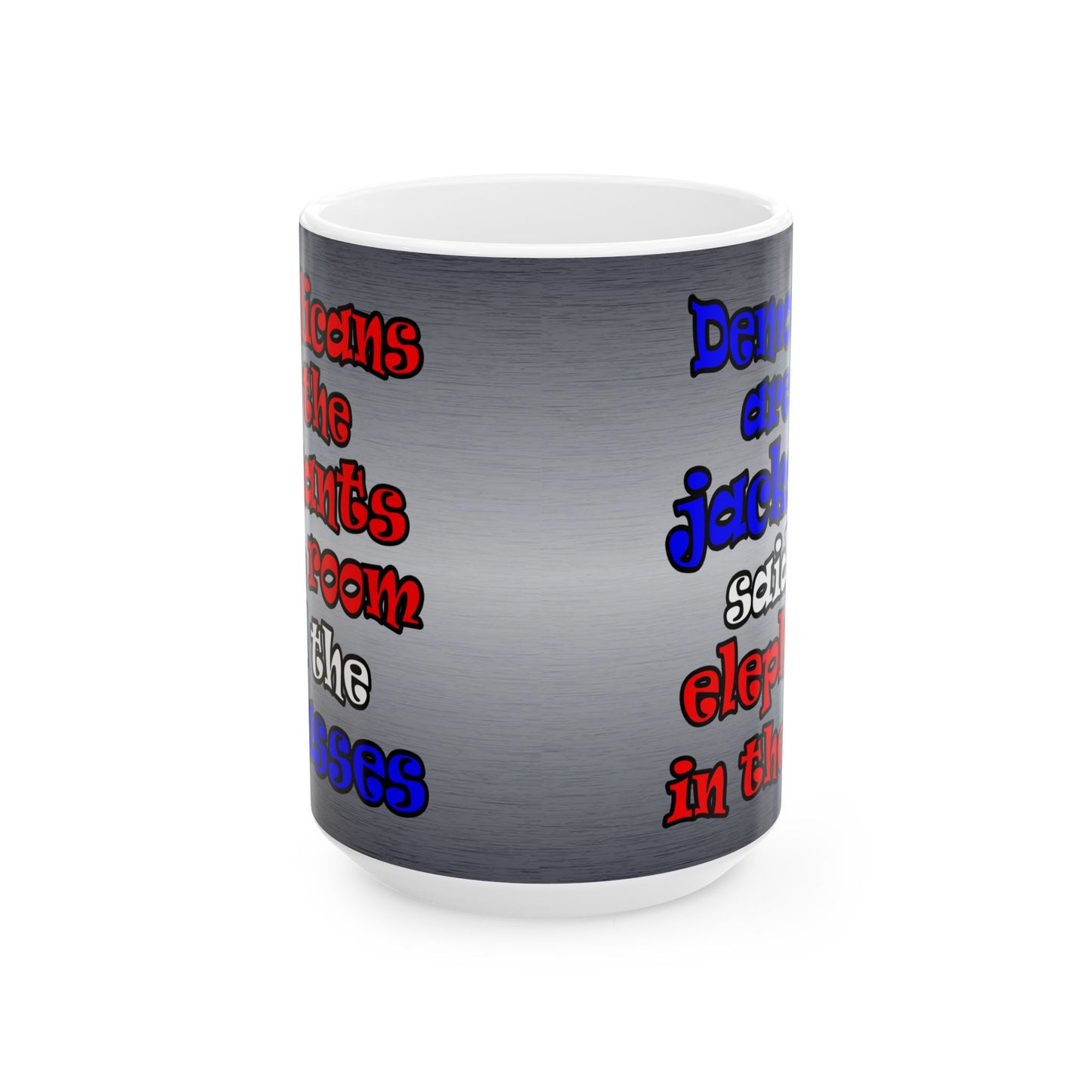 donkeys and elephants - White Mug (brushed nickel)