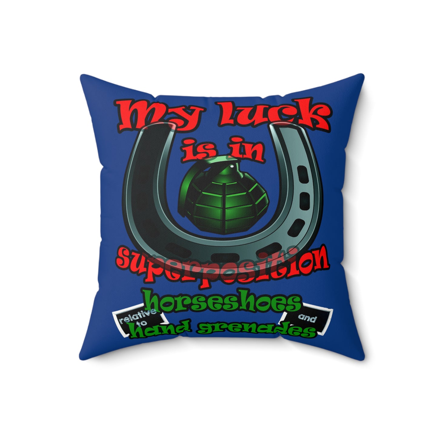 my luck - Faux Suede Square Pillow - (dark blue)