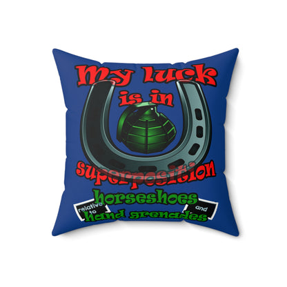 my luck - Faux Suede Square Pillow - (dark blue)