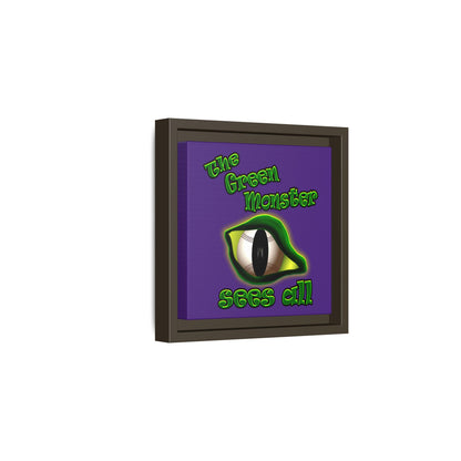 green monster - framed canvas art (purple)