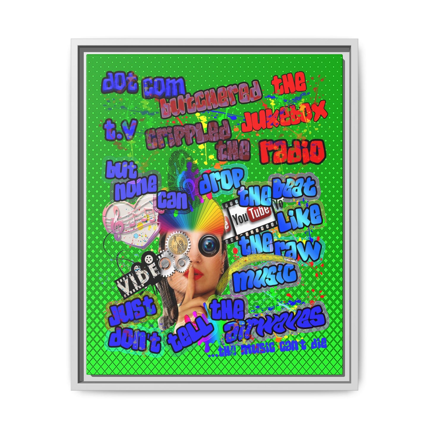 drop the beat - framed canvas art (logo green)