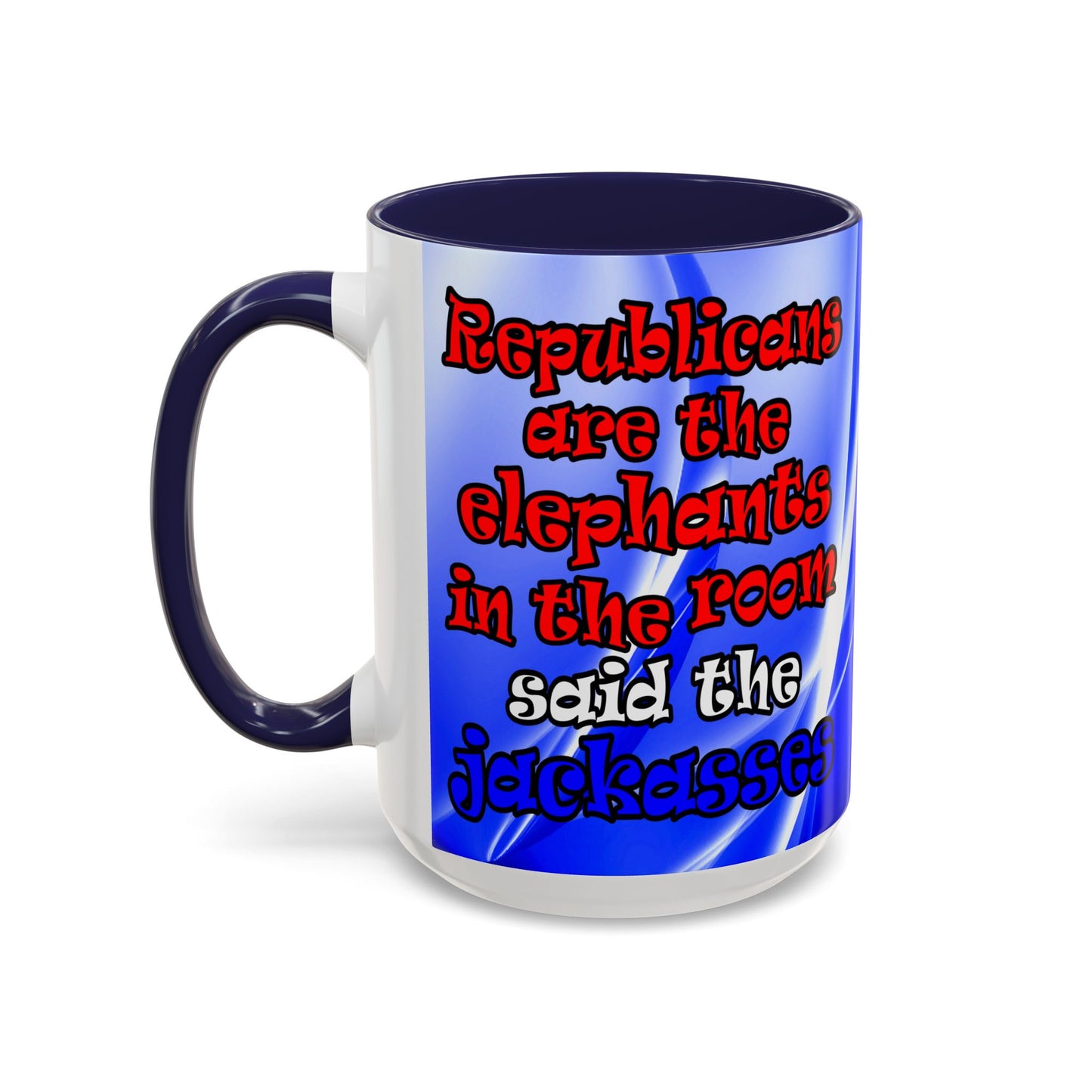 donkeys and elephants - Accent Mug (blue-white wave)