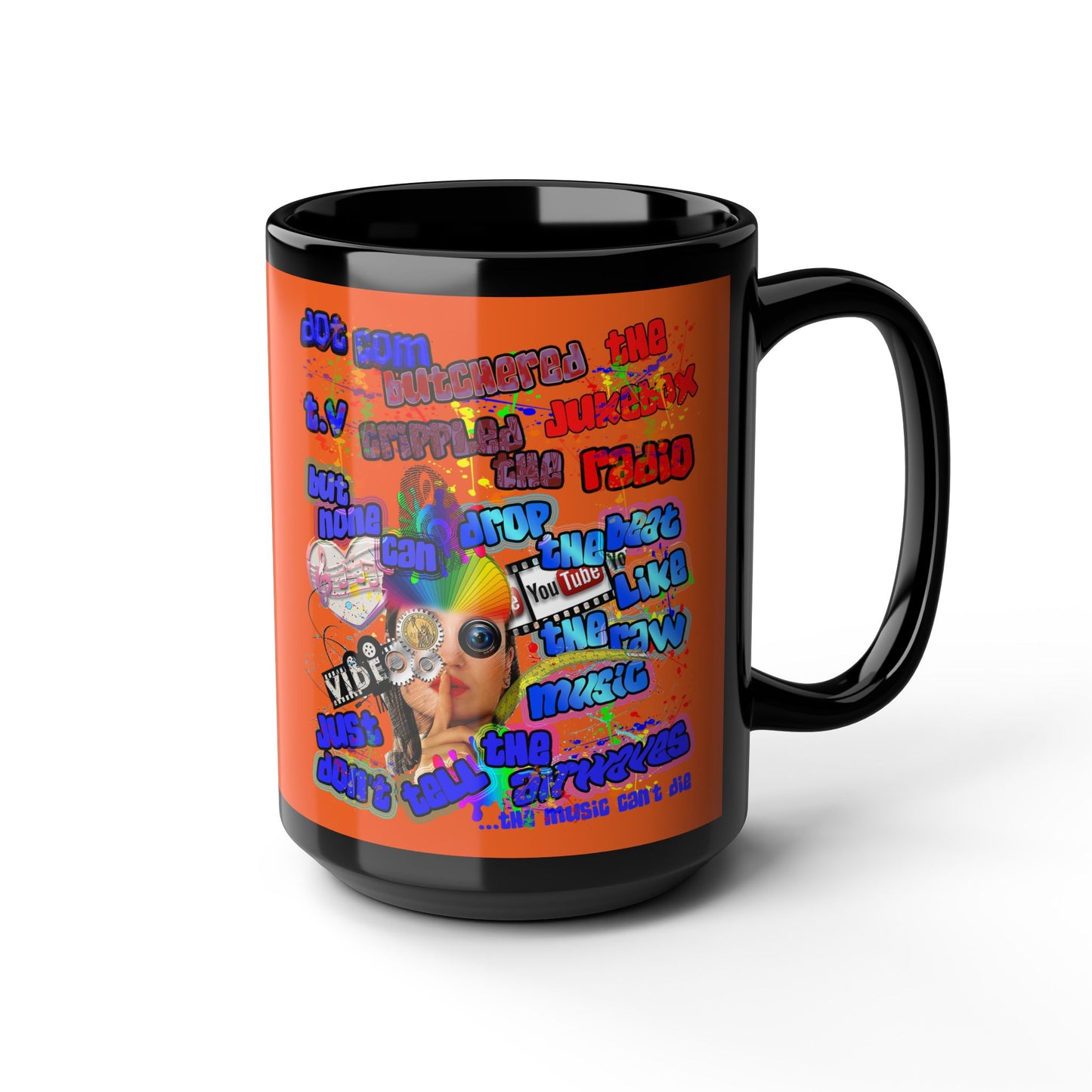 drop the beat - Black Mug (orange)