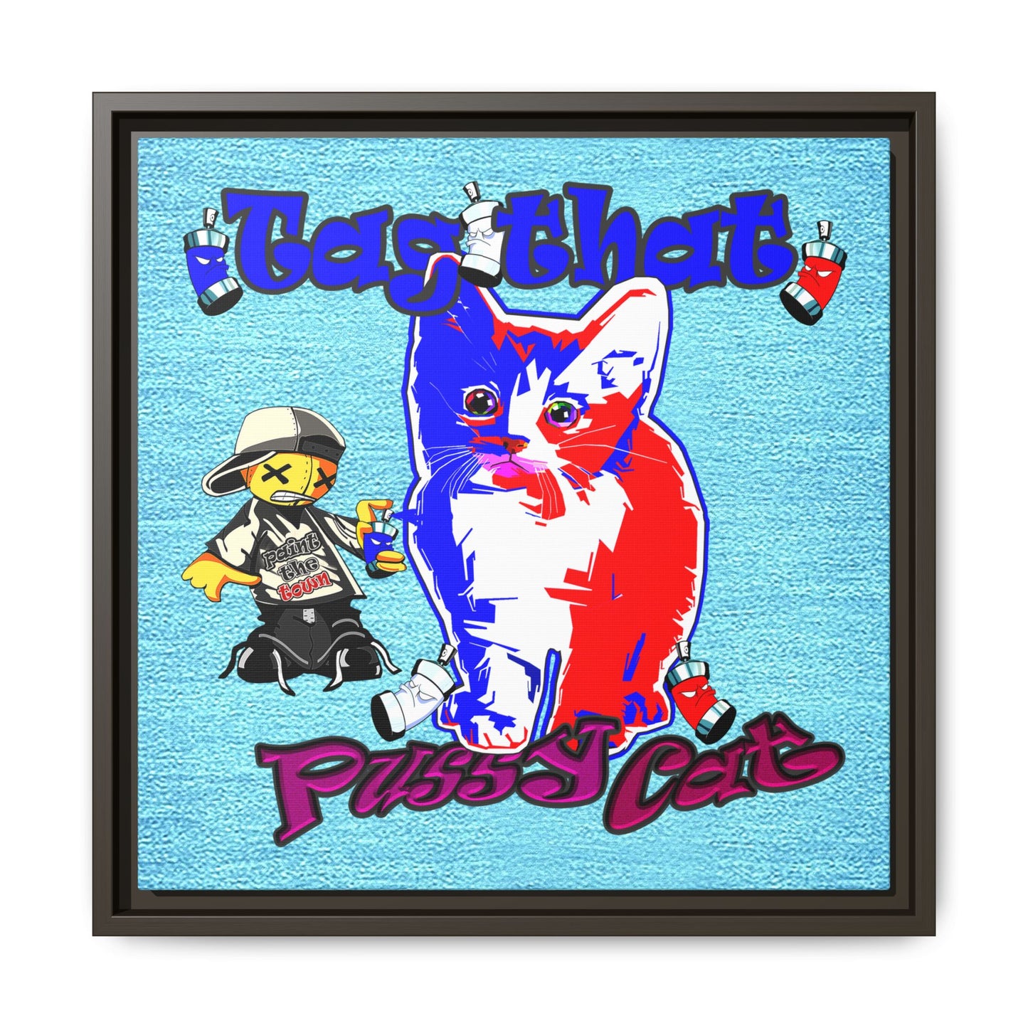 tag that - framed canvas art (faded blue)