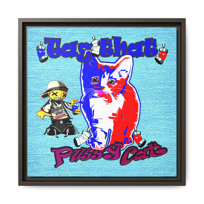 tag that - framed canvas art (faded blue)