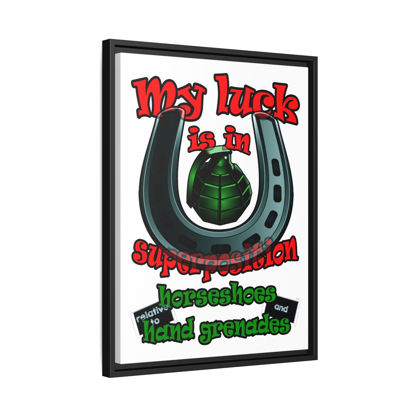 my luck - framed canvas art (white)